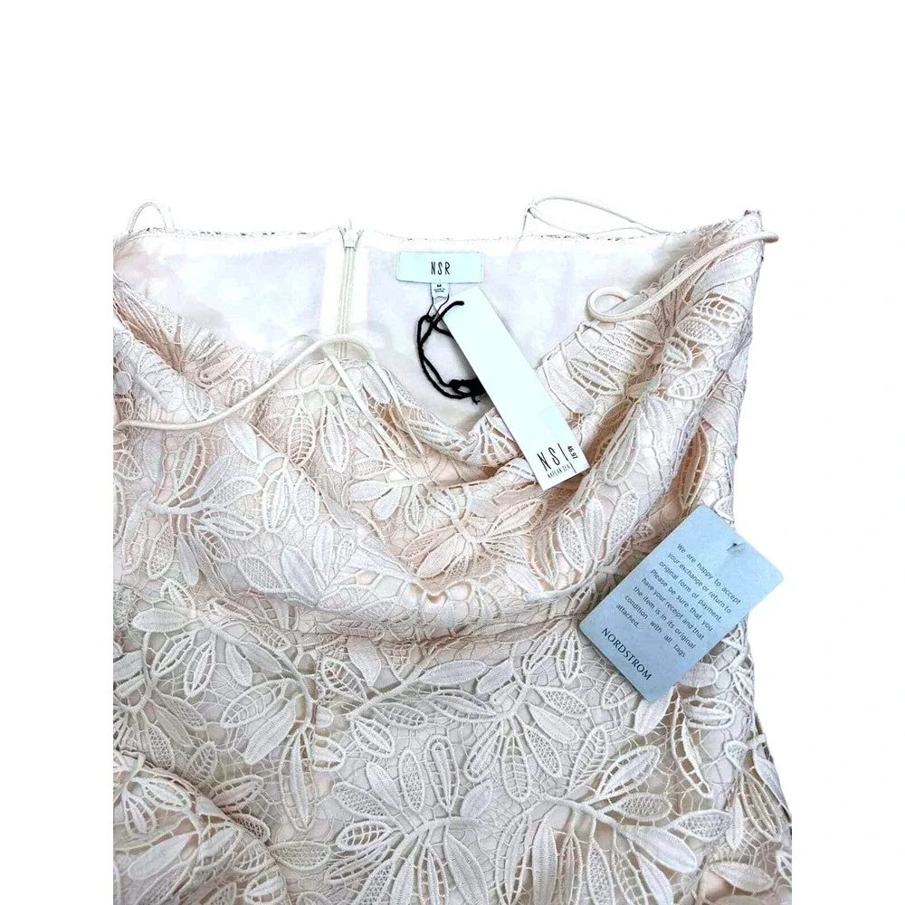 NSR‎ Lace Sheath Dress Women M Floral Guipure Cocktail Floral Romance Blush Pink
